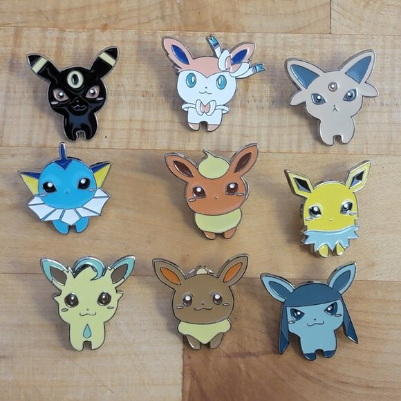 9-pc Set Pokémon Eevee Evolution Enamel Pins - Picture 1 of 10